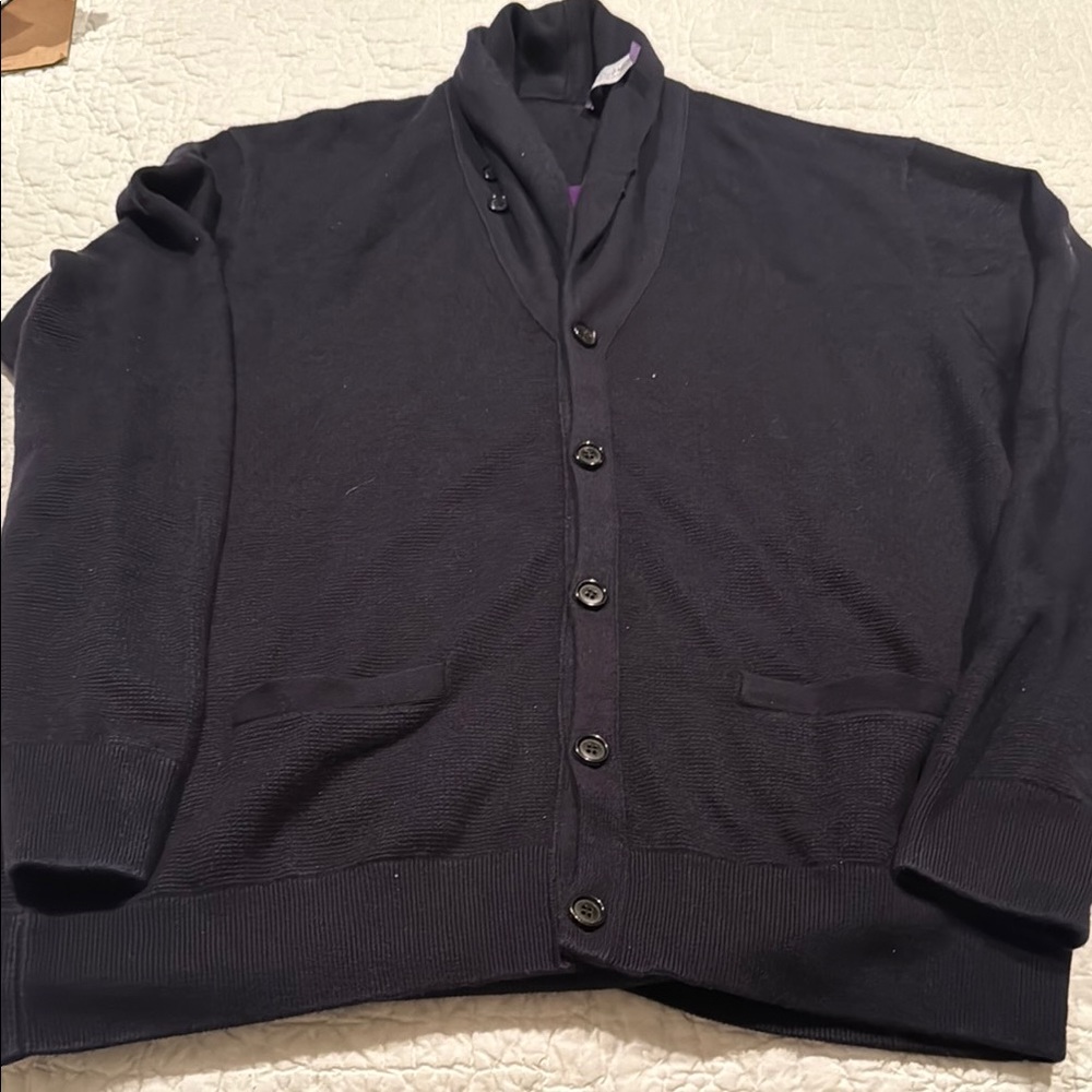 Ralph Lauren Purple Label Men's Blue Cardigan Sweater